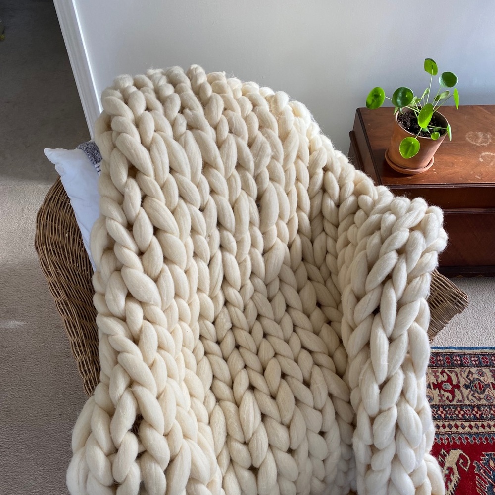 Natural, Undyed, Handmade Wool Throw